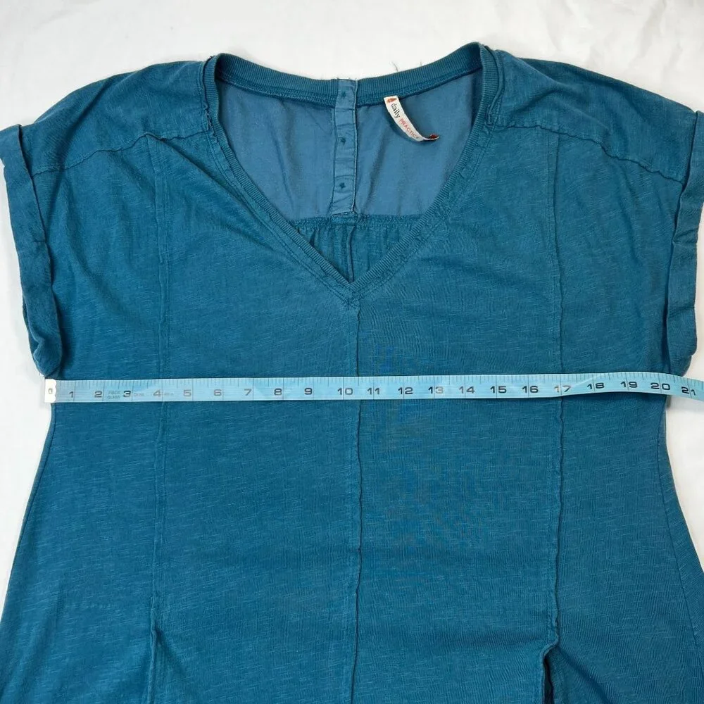 Anthropologie Daily Practice Solana Ruffled Tunic Dress Mini Teal Blue Medium